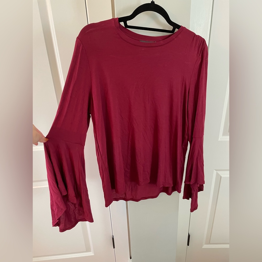 Long sleeve soft flutter sleeve top
